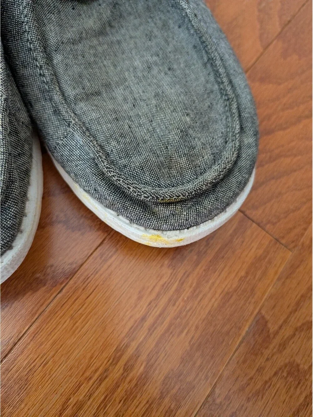 Hey Dude Wendy 8 M Chambray Woven Onyx Grey Casual Slip-On Shoes Indy Sleaze